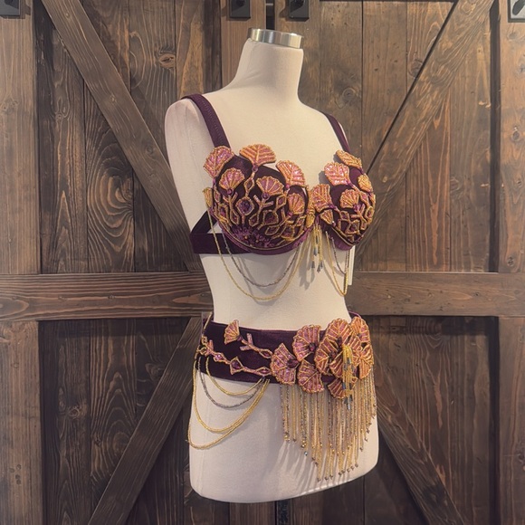 Dancewear Belly Dance Costume Bra&skirt 2pcs Set Stage Dance - Picture 8 of 16